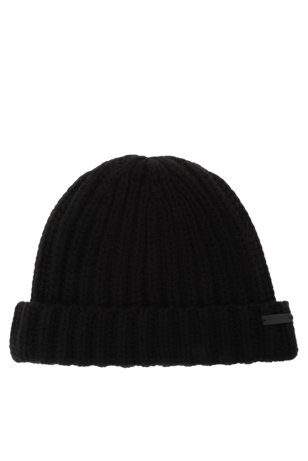 Вязаная шапка из кашемира мужская черная - фото 1