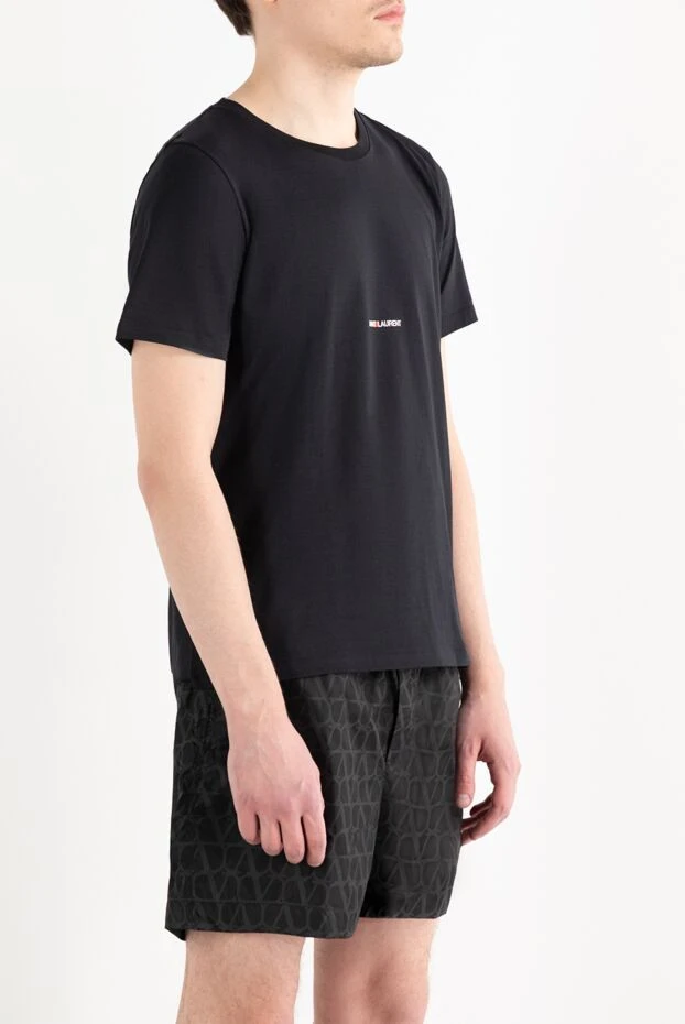 Saint Laurent логотипі бар қара мақта ерлерге арналған футболка 187354 - фото 3