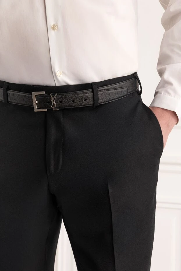 Saint Laurent men's black full-grain leather cassandre belt 187356 - photo 3