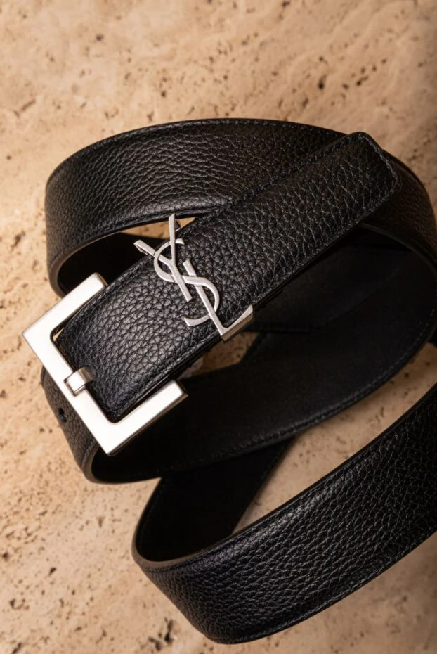 Saint Laurent men's black full-grain leather cassandre belt 187356 - photo 2