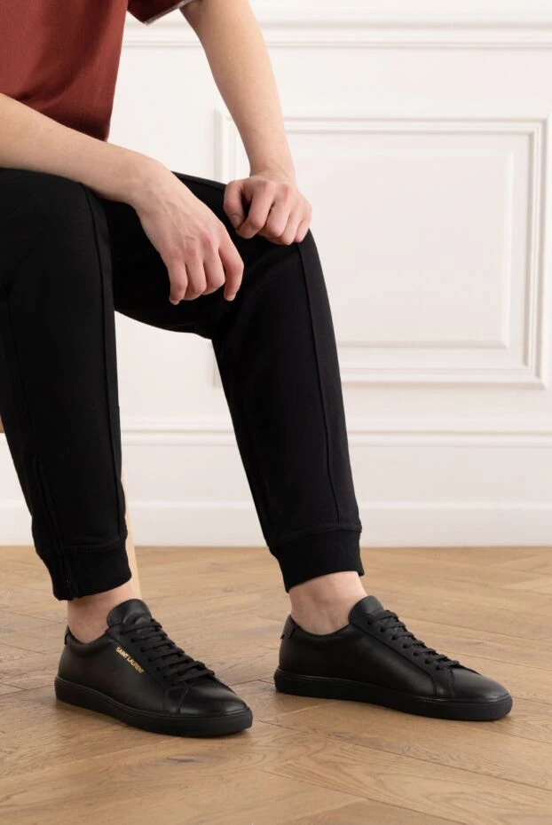 Men's sneakers Andy black leather with logo - photo 2