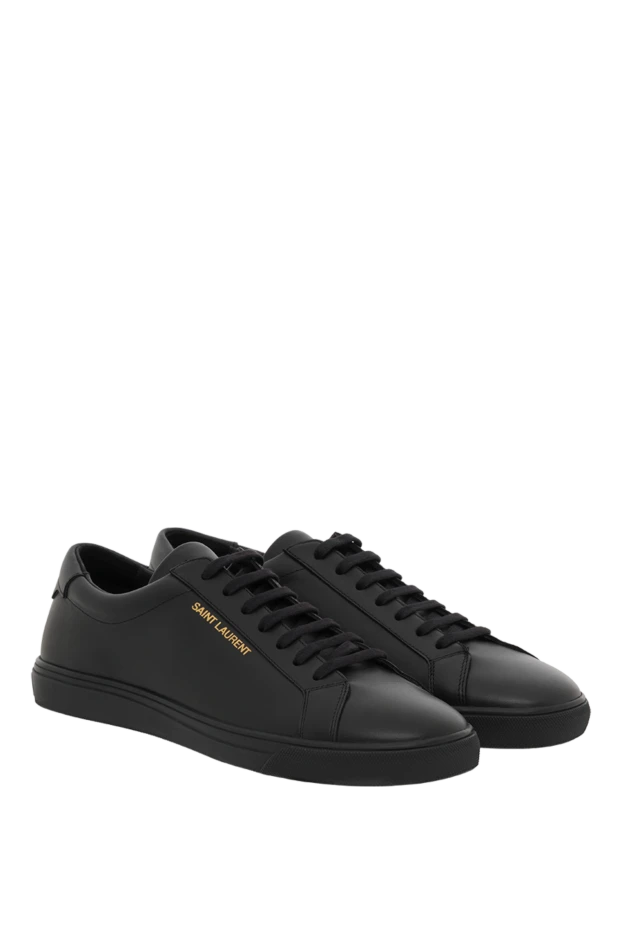 Saint Laurent ерлерге арналған кроссовкалар энди қара былғары логотипі бар 187357 - фото 3