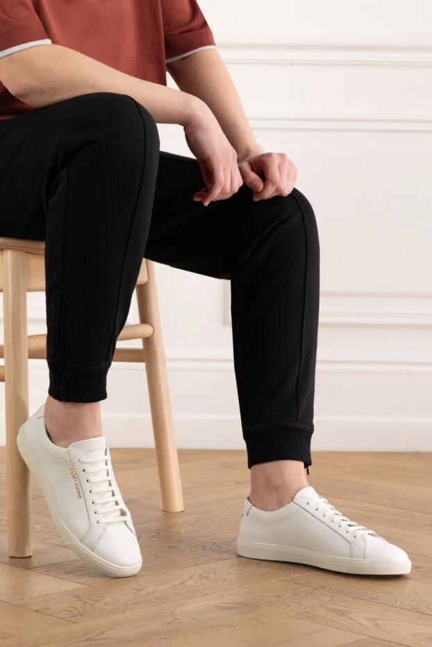 Saint Laurent ерлерге арналған кроссовкалар энди ақ былғары логотипі бар 187358 - фото 2