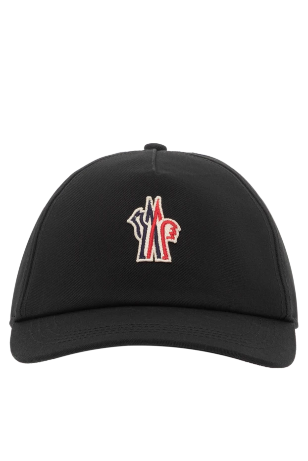 Бейсболка из габардина мужская черная с логотипом - фото 1