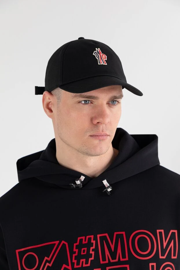 Moncler бейсболка из габардина мужская черная с логотипом 187359 - фото 3