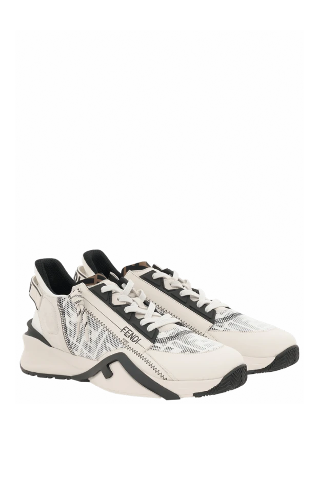 Fendi кроссовки flow белого цвета с черными вставками мужские 187362 - фото 3