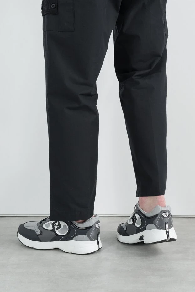 Fendi кроссовки forward серые мужские с логотипом 187363 - фото 3