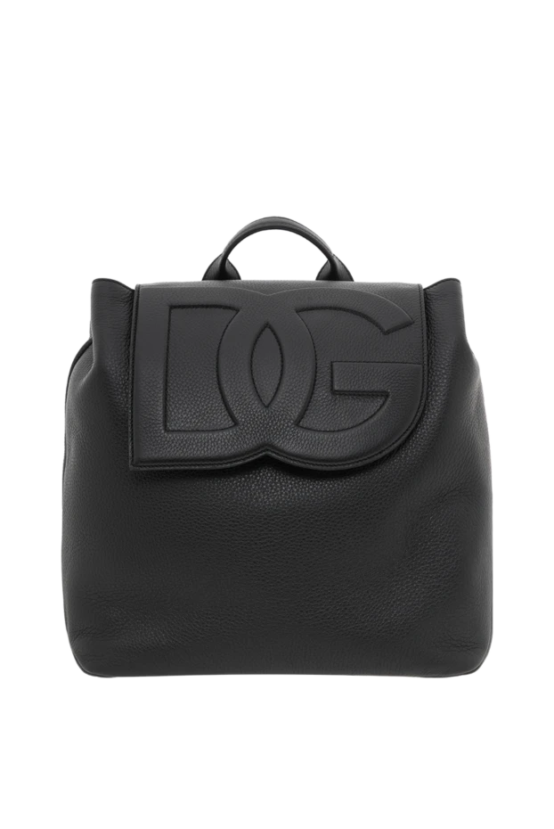 Black men's deerskin backpack with logo - photo 1