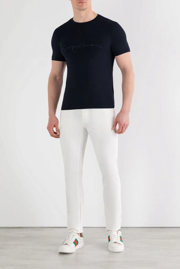 Armani футболка с круглым вырезом из эластичной вискозы c фирменным логотипом 187366 - фото 2