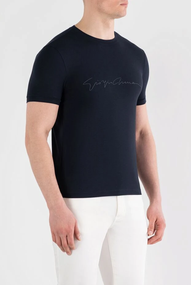 Armani футболка с круглым вырезом из эластичной вискозы c фирменным логотипом 187366 - фото 3
