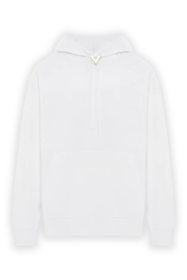 Белое хлопковое худи с капюшоном и логотипом Vlogo - фото 1