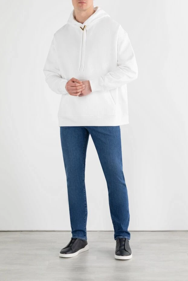 Белое хлопковое худи с капюшоном и логотипом Vlogo - фото 2
