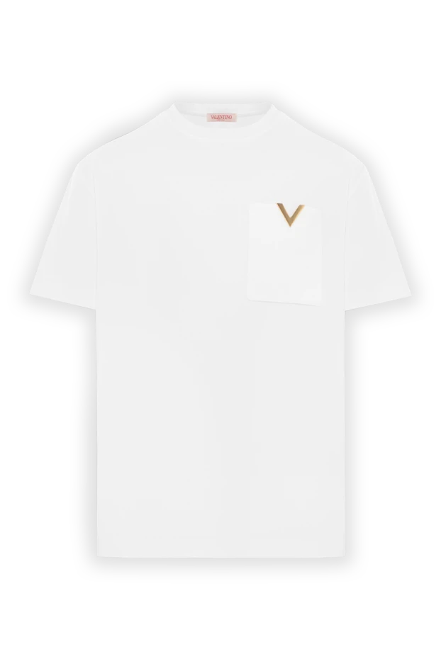 Кеуде қалтасы және Vlogo бар ақ мақтадан жасалған футболка - фото 1