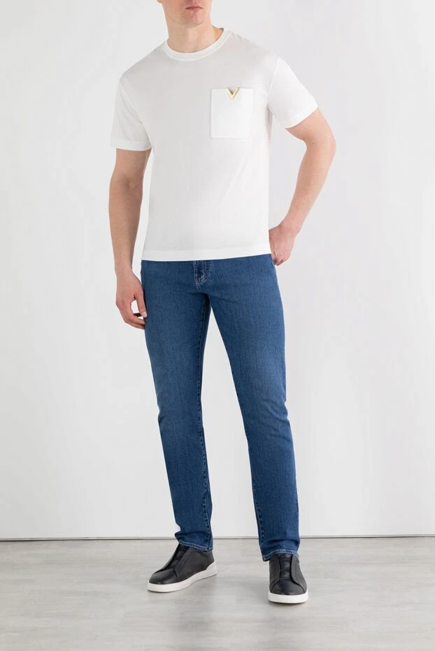 Valentino белая футболка из хлопка с нагрудным карманом и vlogo 187370 - фото 2