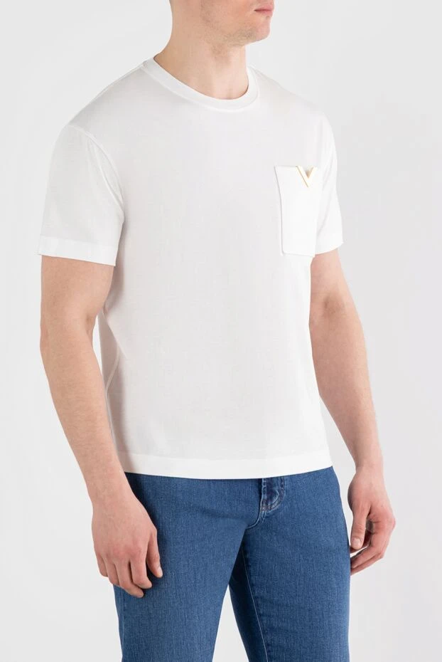 Valentino white cotton t-shirt with chest pocket and vlogo 187370 - photo 3