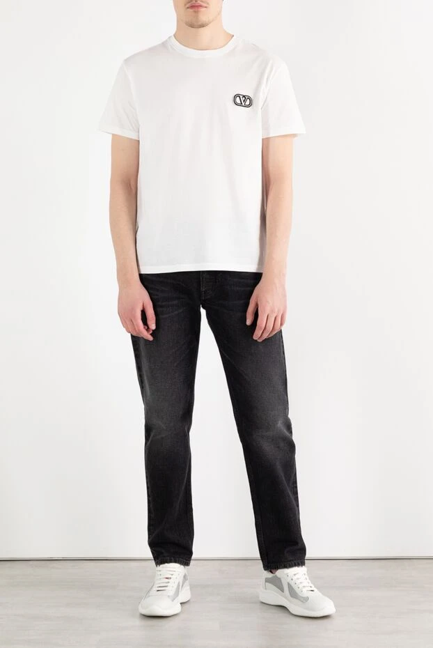 Белая футболка из хлопка с логотипом VLogo мужской - фото 2