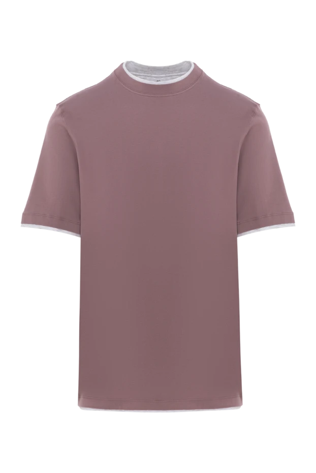 Футболка мужская лилового цвета из хлопка с окантовкой - фото 1