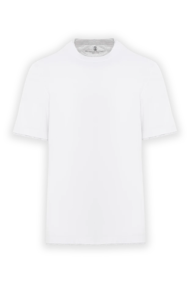 Футболка белая мужская хлопковая с окантовкой - фото 1