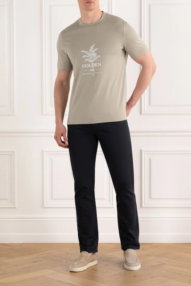 Brunello Cucinelli жасыл футболка ерлерге арналған мақтадан жасалған алтын ғасыр 187383 - фото 2