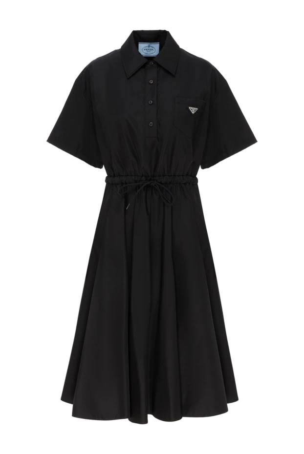 Платье миди из Re-Nylon черное с логотипом - фото 1