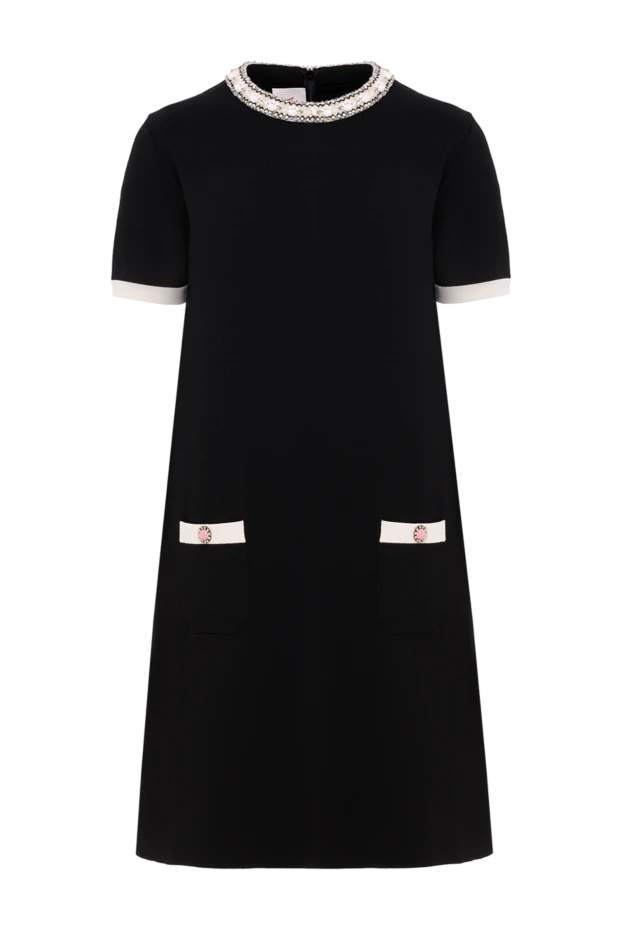 Мойны бар қара вискозды трикотаж көйлек - фото 1