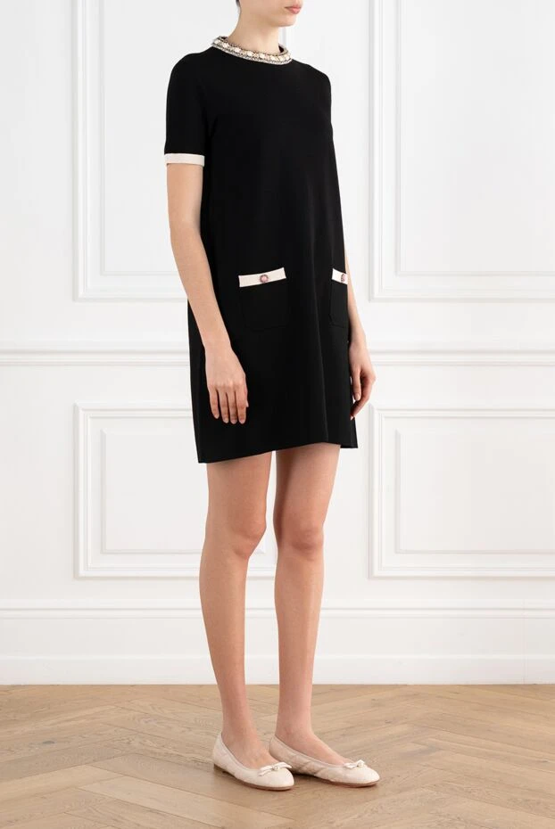 Valentino черное трикотажное платье с круглым вырезом из вискозы 187394 - фото 3