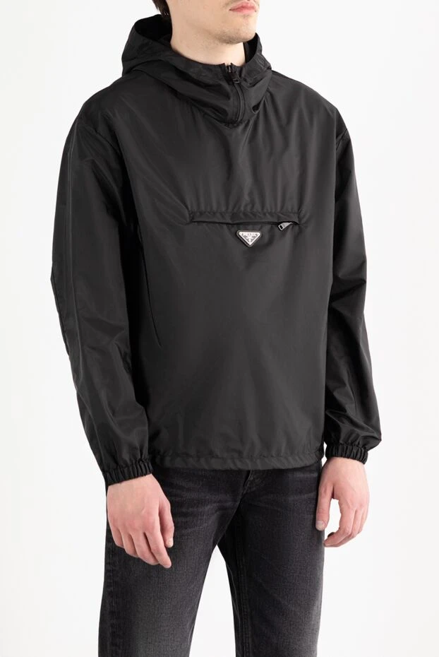 Prada куртка с капюшоном re-nylon piuma чёрная мужская 187399 - фото 3