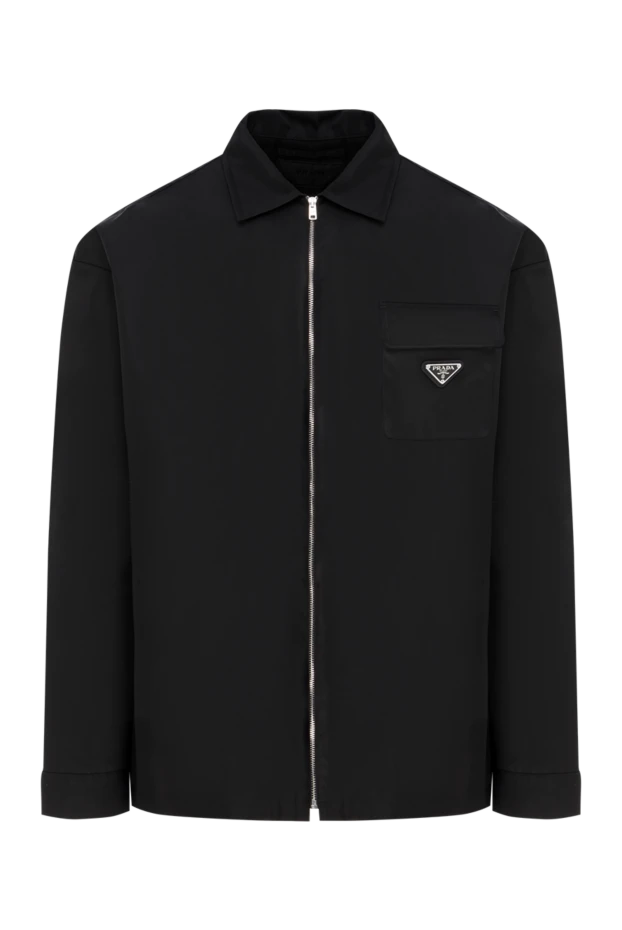 Куртка мужская нейлоновая черная с логотипом - фото 1