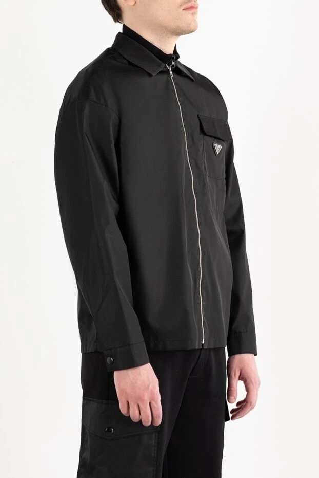 Prada куртка мужская нейлоновая черная с логотипом 187400 - фото 3