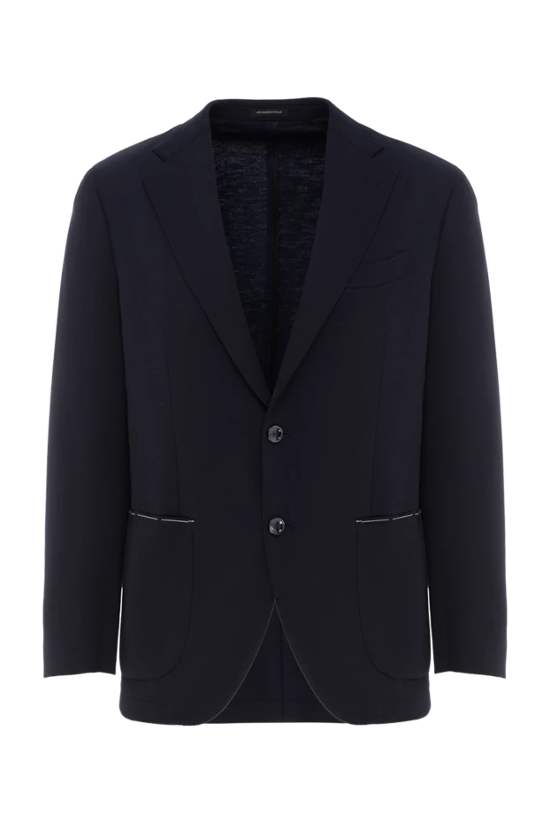 Men's dark blue wool blazer with two-button closure
- photo 1