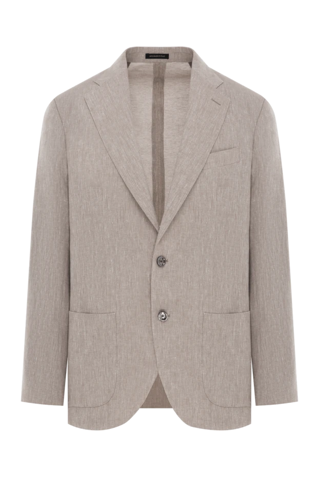 Бір төсті бежевый зығыр мата және екі түймесі бар мақта күрте - фото 1