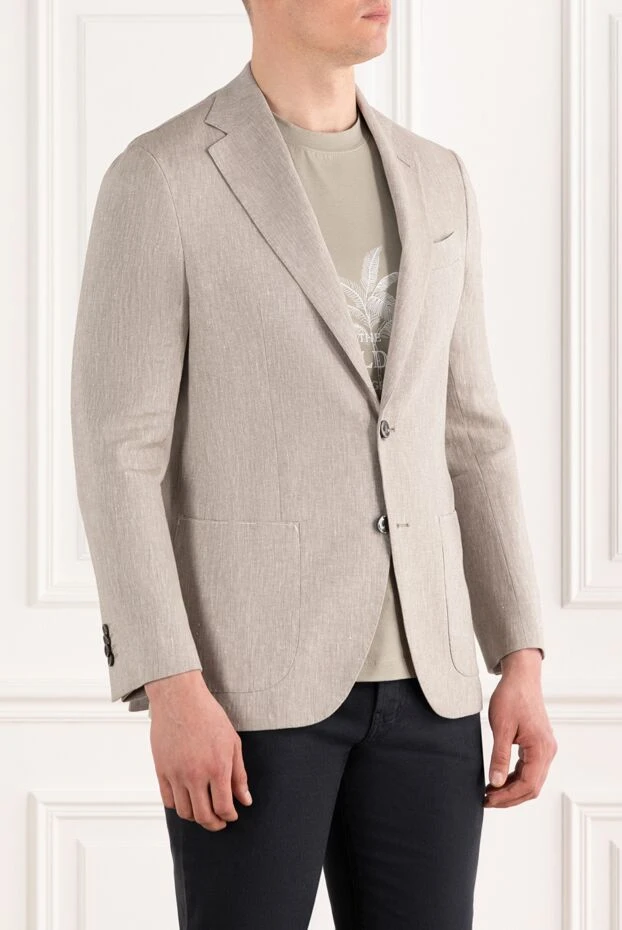 Sartoria Latorre single-breasted beige linen and cotton jacket with two buttons 187406 - photo 3