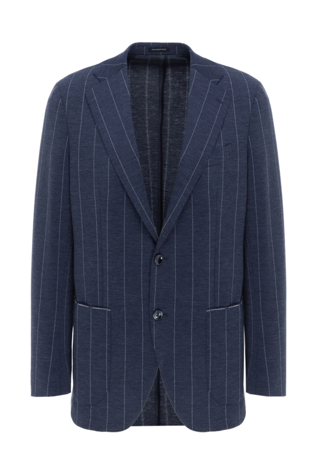 Көк түсті ерлердің жолақты бір төсті күртеше - фото 1