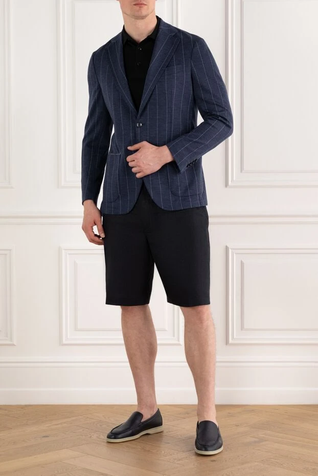 Sartoria Latorre синий мужской пиджак однобортный в полоску 187411 - фото 2