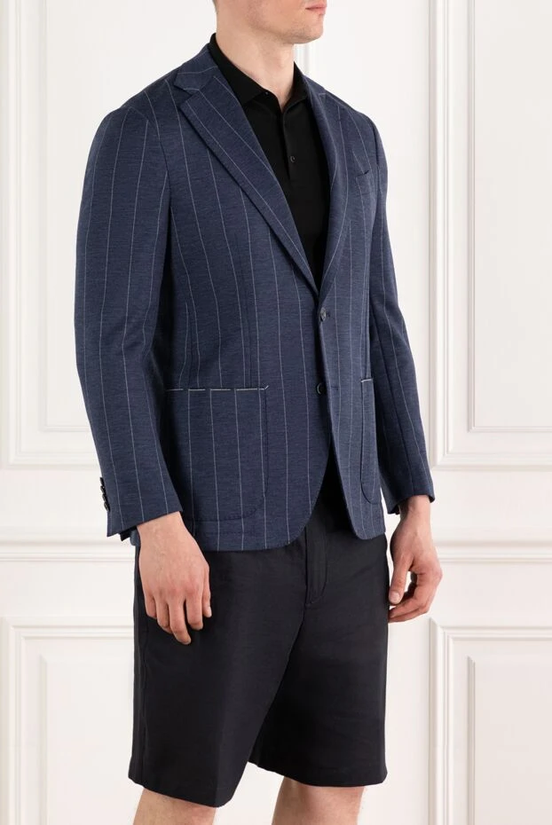 Sartoria Latorre blue men's striped single-breasted jacket 187411 - photo 3