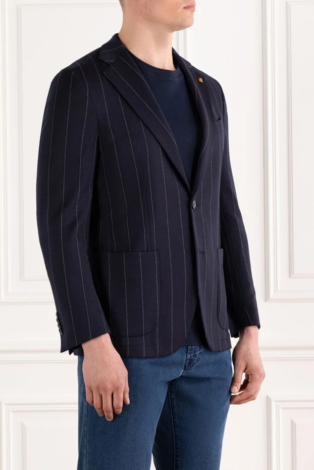 Sartoria Latorre dark blue men's single-breasted jacket with stripes 187415 - photo 3