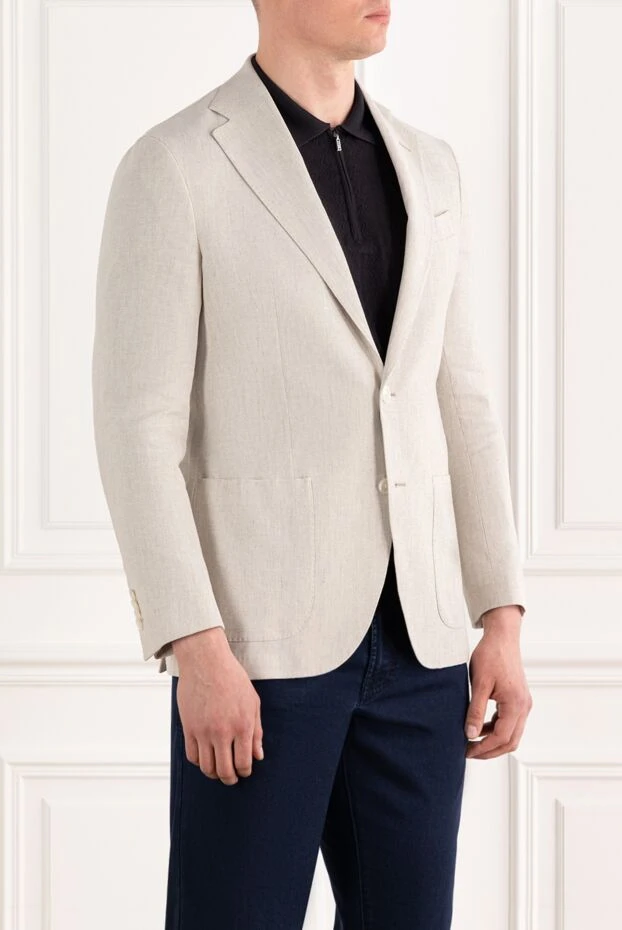 Sartoria Latorre single-breasted light beige linen and cotton jacket 187421 - photo 3