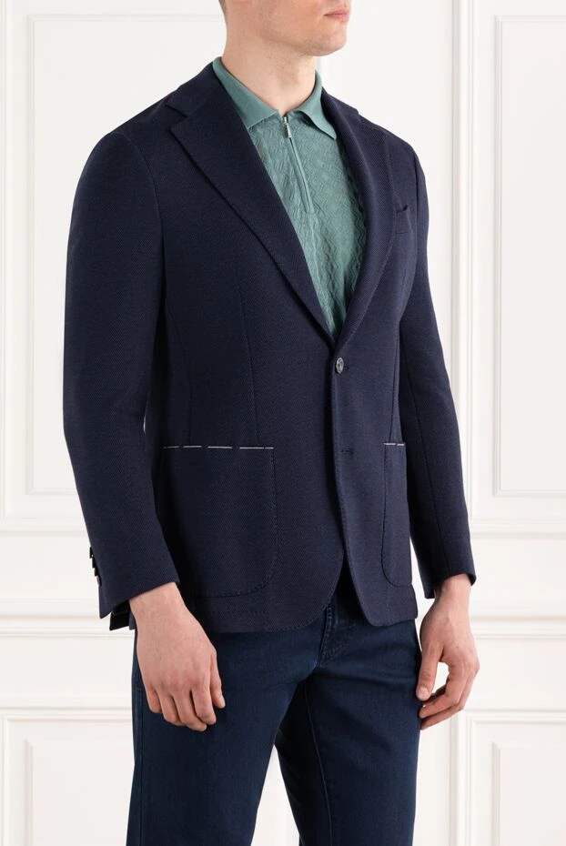 Sartoria Latorre men's blue linen and cotton blazer with patch pockets
 187423 - photo 3