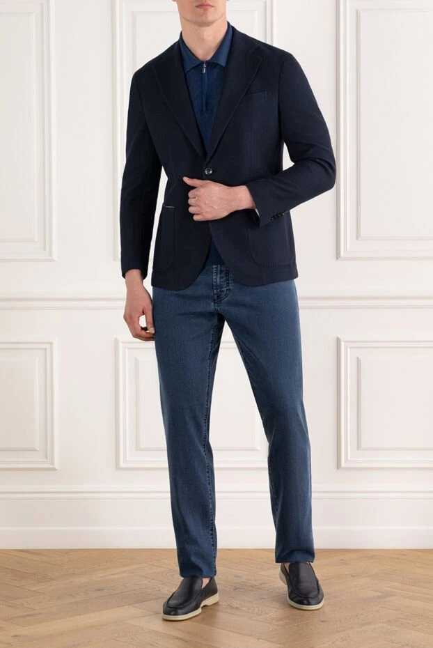 Көк түсті ерлерге арналған мақтадан жасалған бір төсті күрте - фото 2