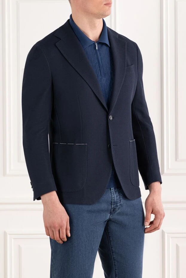 Sartoria Latorre blue men's single-breasted cotton jacket 187424 - photo 3