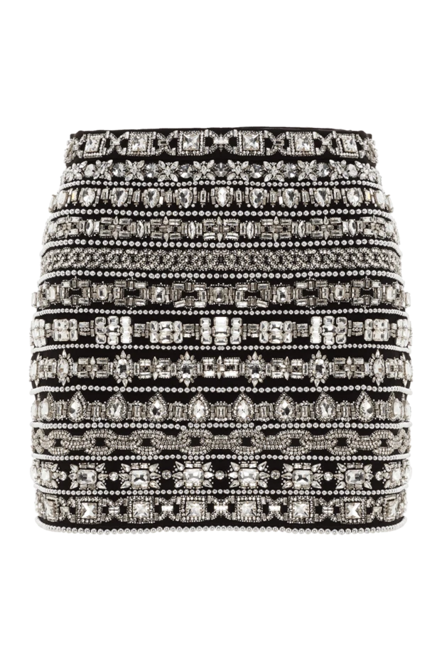 Мини юбка черная с кристаллами - фото 1