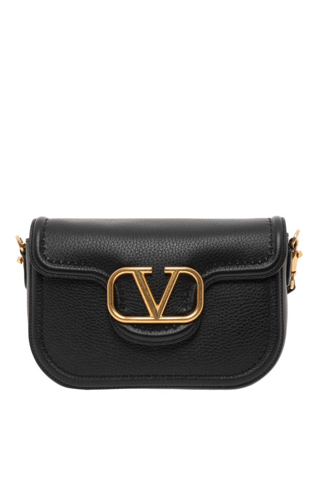 Сумка Alltime из зернистой телячьей кожи с логотипом черная - фото 1