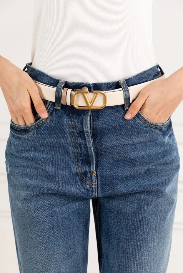 Valentino двусторонний ремень женский белый с пряжкой vlogo 187442 - фото 2