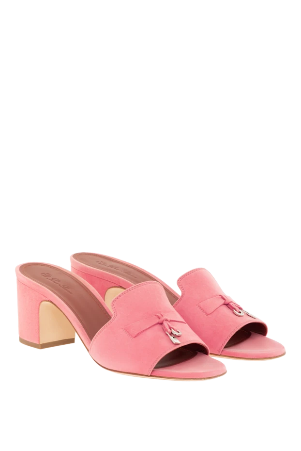 Loro Piana босоножки summer charms замшевые розовые на каблуке столбике 187456 - фото 3