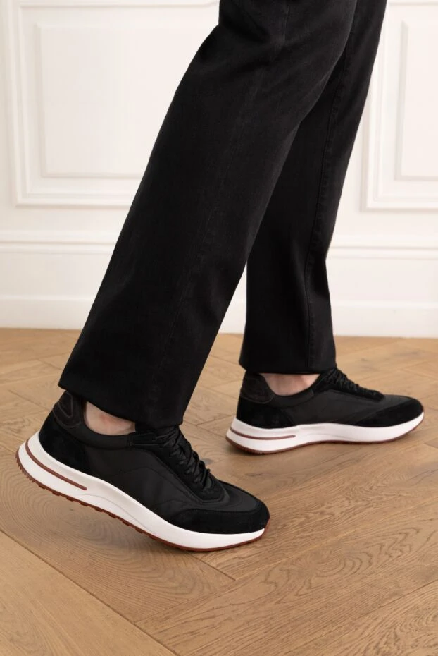 Loro Piana кроссовки из микрофибры week end walk черные 187457 - фото 2