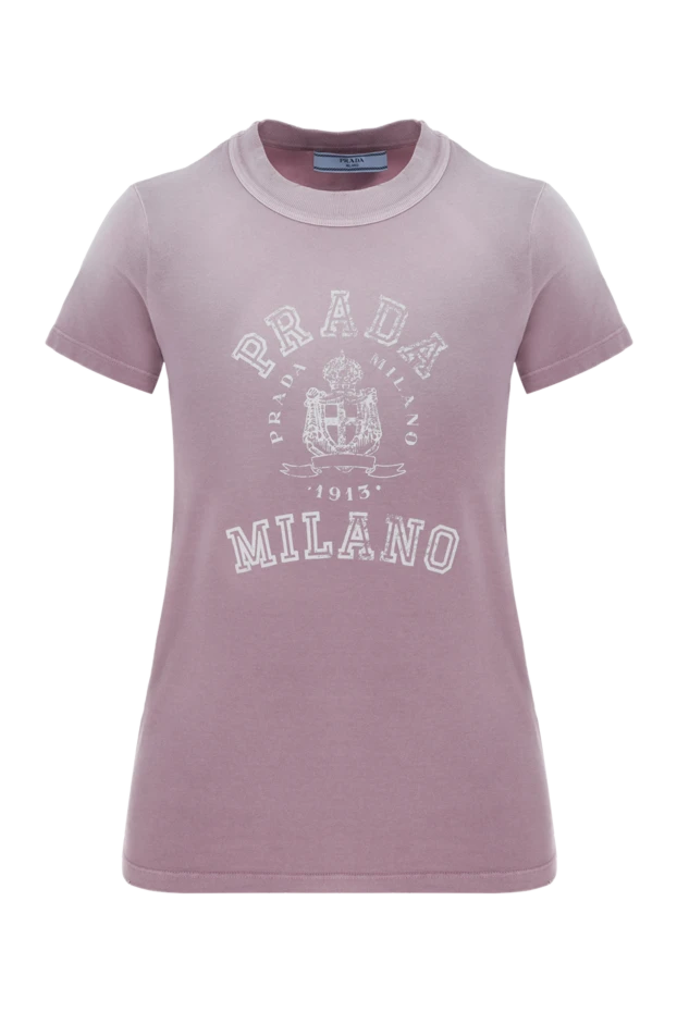 Әйелдерге арналған қызғылт мақта логотипті футболка - фото 1