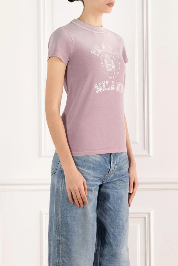 Prada розовая женская футболка с логотипом из хлопка 187461 - фото 3