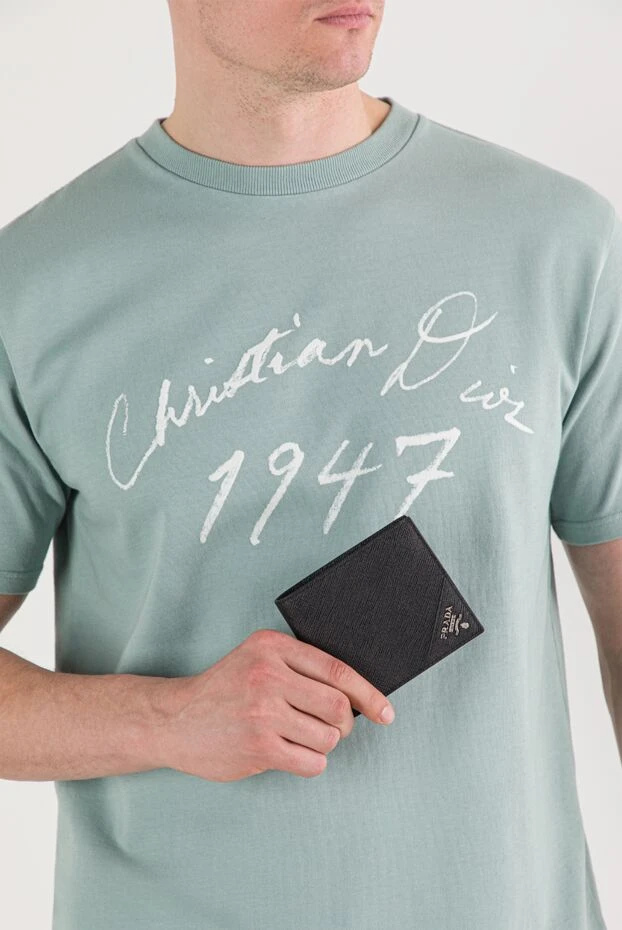 Prada коротки складной кошелек из кожи saffiano черный мужской 187463 - фото 2