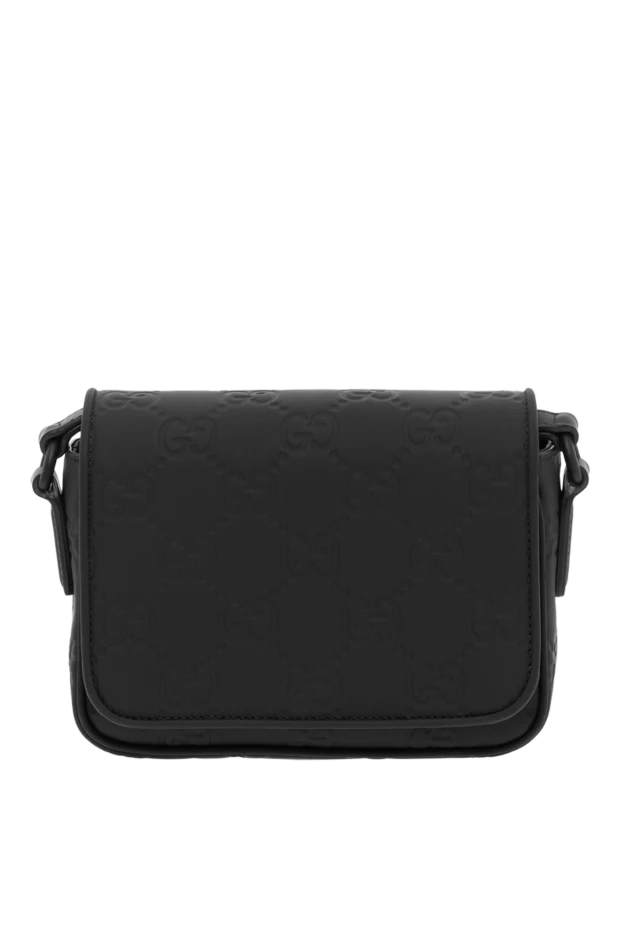 Mini messenger bag in black GG leather with rubber effect - photo 1