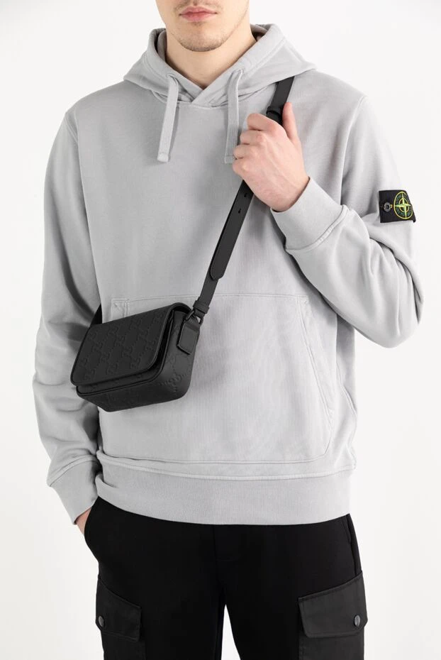 Gucci мини-сумка-мессенджер из черной кожи gg с резиновым эффектом 187465 - фото 2